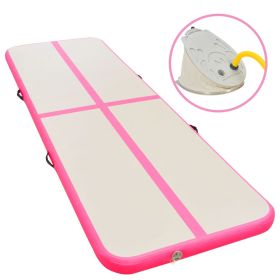 Inflatable Gymnastics Mat with Pump 118.1"x39.3"x3.9" PVC Pink