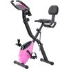 Folding Exercise Bike, Fitness Upright and Recumbent X-Bike with 16-Level Adjustable Resistance, Arm Bands and Backrest