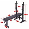 Adjustable Folding Multifunctional Workout Station Adjustable Workout Bench with Squat Rack - balck