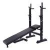 Adjustable Folding Multifunctional Workout Station Adjustable Workout Bench with Squat Rack - balck