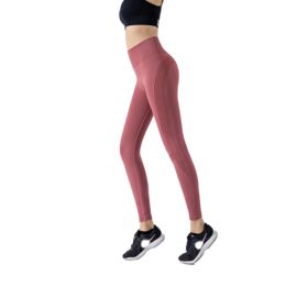 Tight Soft Comfort Women's High Waist Leggings Yoga Pants (Color: Wine Red)